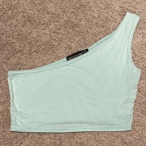 Pretty little thing Light blue one shoulder crop top